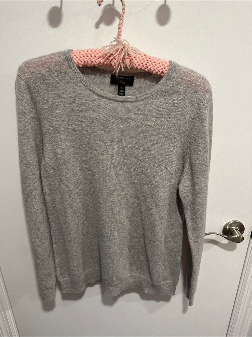 Luxurious Light Gray Crewneck Cashmere-Blend Sweater